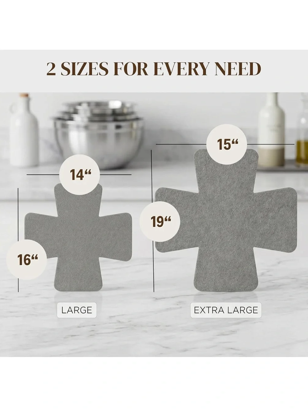 Gray Non-Slip Felt Pan Protectors - Set of 6 for Cookware